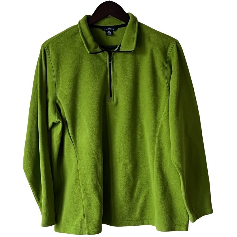Lands End Lime Green Long Sleeve Fleece, 1X